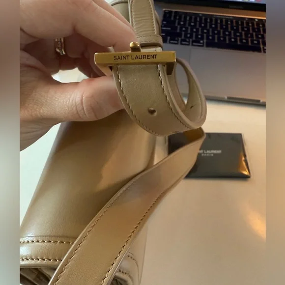 YSL Bags | YSL Calfskin Monogram Solferino Med Tan Crossbody Bag | Disco Color - Picture 14 of 16